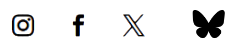 Social icons: Instagram, Facebook, X, BlueSky